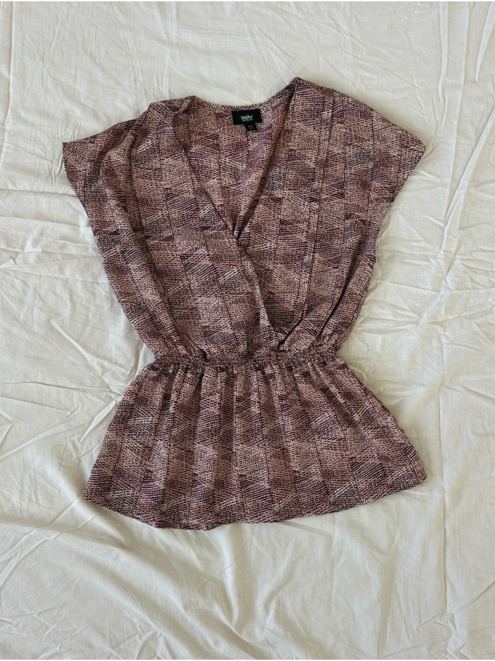 Mossimo Women's Mauve Patterned Wrap Peplum Top